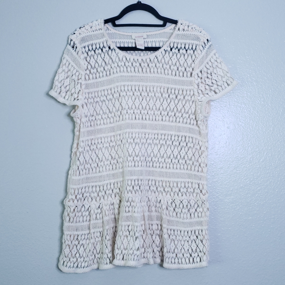 Sundance Soft Geo Peplum Lace Top Size L